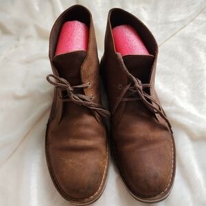 CLARKS Bushacre Chukka Desert Boot Full Leather Mens 11.5 Brown